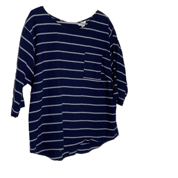 MONSOON linen blend blue with grey stripe top. Size 10 - Picture 3 of 5